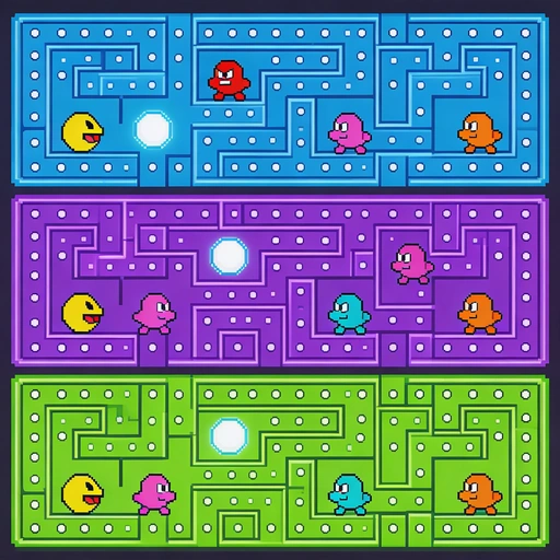 Pixel Pac-Man Maze Chase